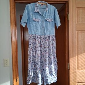 Light Blue Floral Button-Up Dress